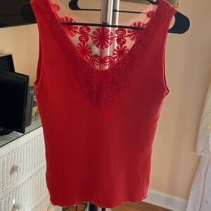 Chic Red Lace Women's Tank Top